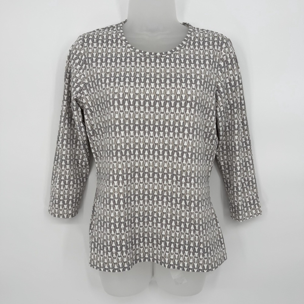 J McLaughlin Sz M Chain Link Signature‎ Catalina Cloth Shirt 3/4 Sleeve Blouse